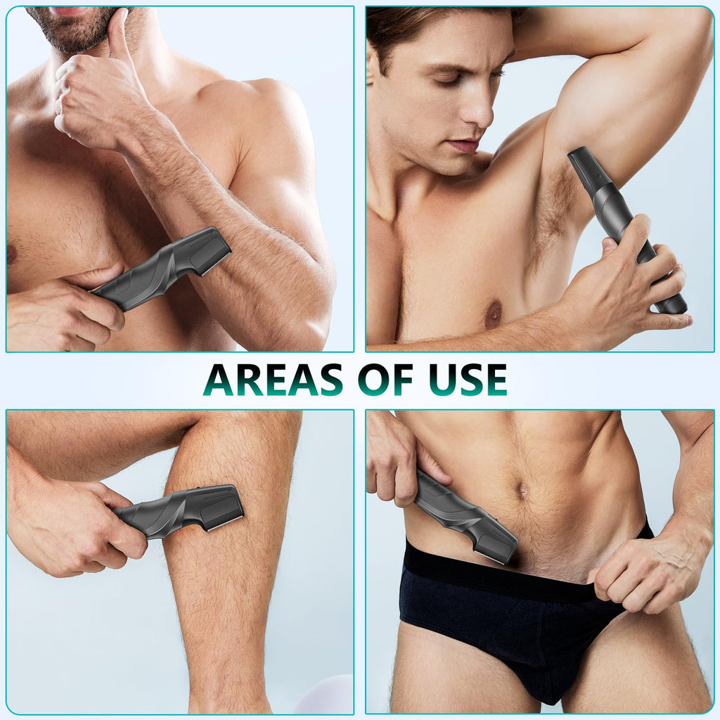 kensen Body Hair Trimmer for Men - Manscape Beard Trimmer for Men, V-Shaped Trimming Head with 2 Comb Attachments Mens Groin & Pubic Hair Trimmer IPX5 Waterproof Wet/Dry Mens Electric Razor