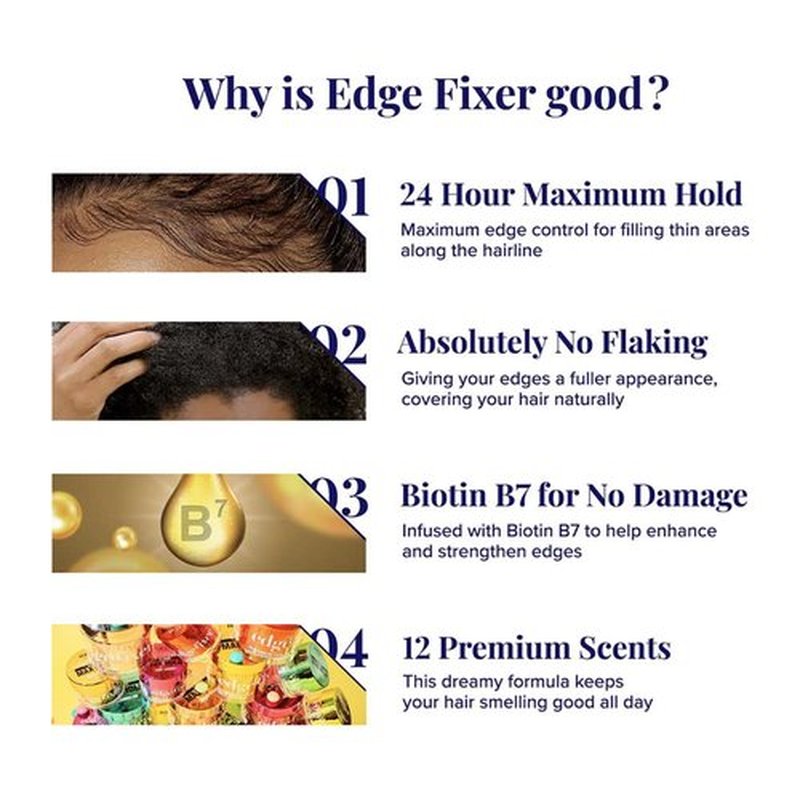 Red by Kiss Edge Fixer 24 Hour Maximum Hold Edge Wax No Flaking Biotin B7 Infused Hair Gel