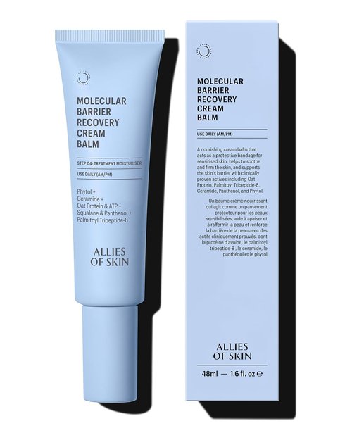 Allies of Skin Molecular Barrier Repair Cream Balm - Deeply Hydrating Face Moisturizer with Ceramides & Squalane | 1 fl oz for Irritated Skin Relief
