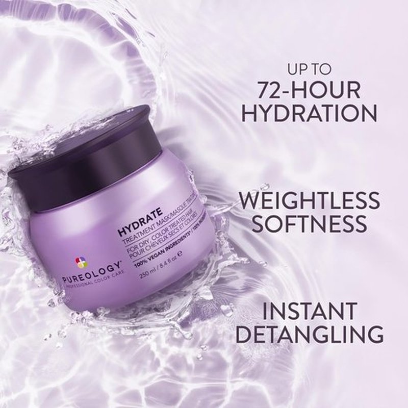 Pureology Hydrate Hair Treatment Mask - Deep Conditioning for Dry or Color-Treated Hair | Instant Shine & Detangling