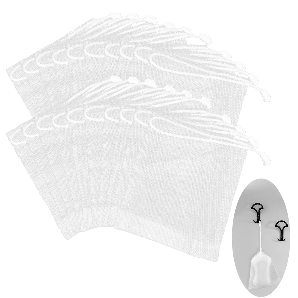 Giantree 20 Pcs Soap Bag, Soap Bag Soft for Shower, Soap Pouch Saver with Drawstring, Hangable Soap Bags for Soap Bars Mesh Soap Bag for Foaming Drying Body Facial Cleaning Tool for Bath and Shower