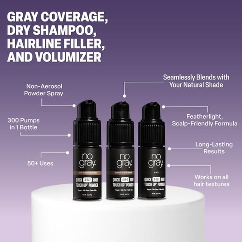 No Gray Quick 4-IN-1 Root Touch Up Powder Light to Medium Brown