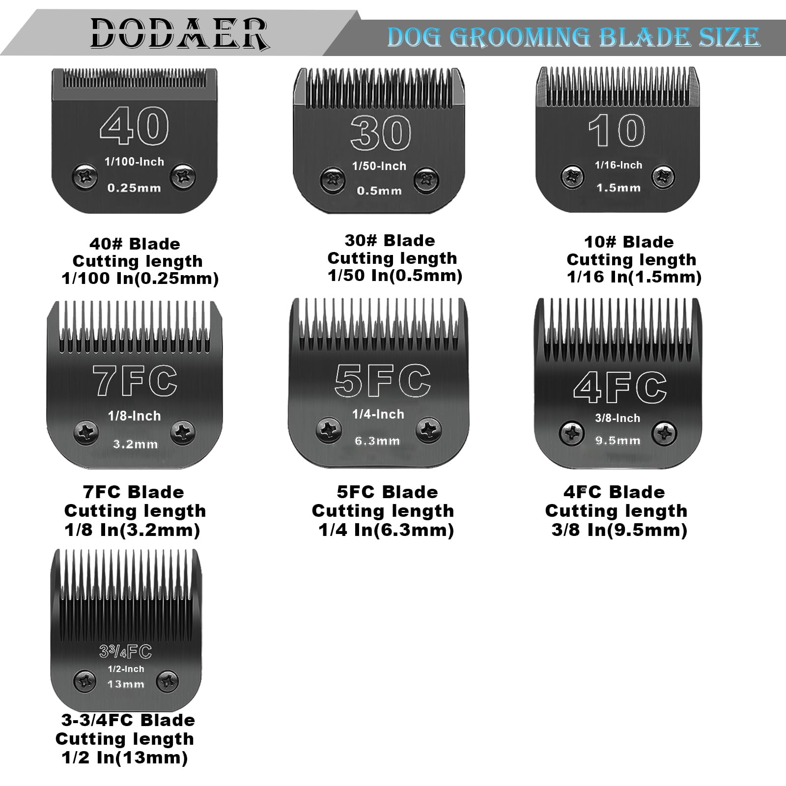 DODAER Detachable Stainless Steel Pet Blades Compatible with Andis & Oster A5 Grooming