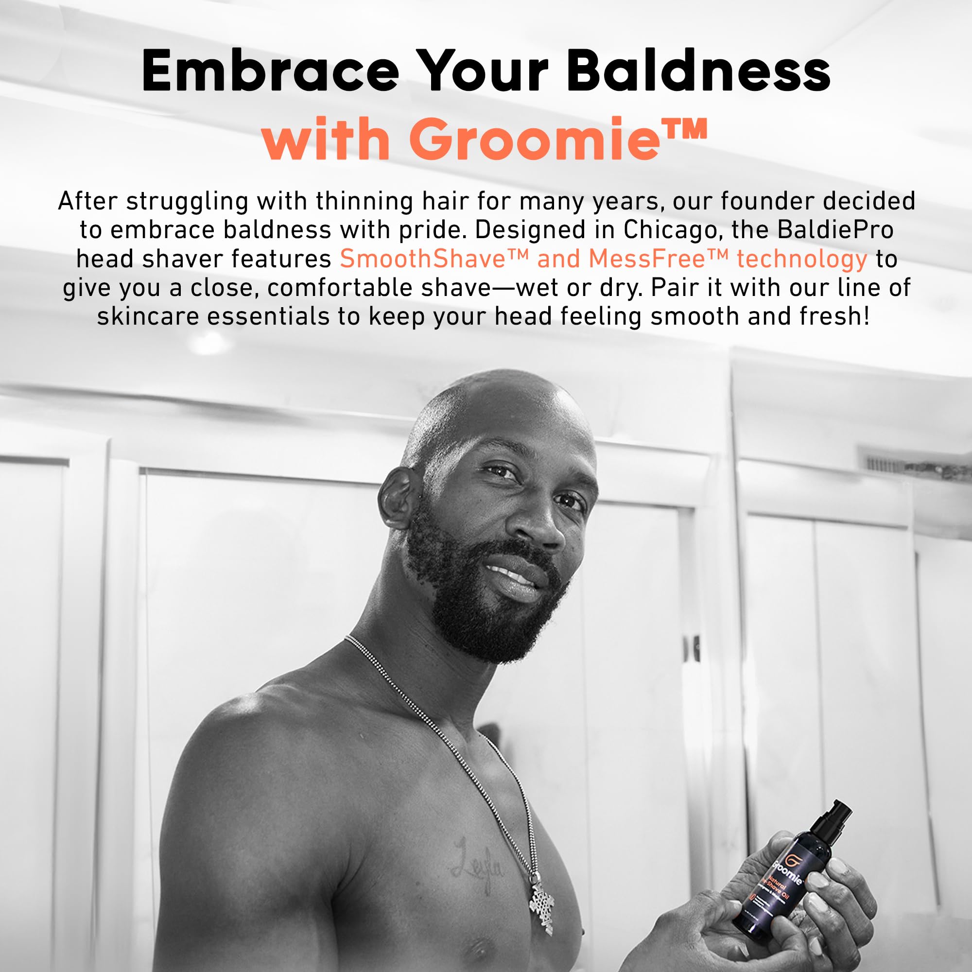 GROOMIE Natural Pre-Shave Oil for Bald Headed Men and Women | Specially Formulated Plant Based Recipe with Milk Thistle Seed, Essential Oils, Antioxidants, and Vitamin E | Promotes Close Shave -1 OZ