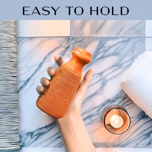 QUBA LINEN Pumice Stone for Feet - 2-Sided Terra Cotta Foot Scrubber, Professional Exfoliating Clay Stone for Feet Hands Body Care - Pumice Stone for Feet Callus Remover, Brown (Pack of 2)