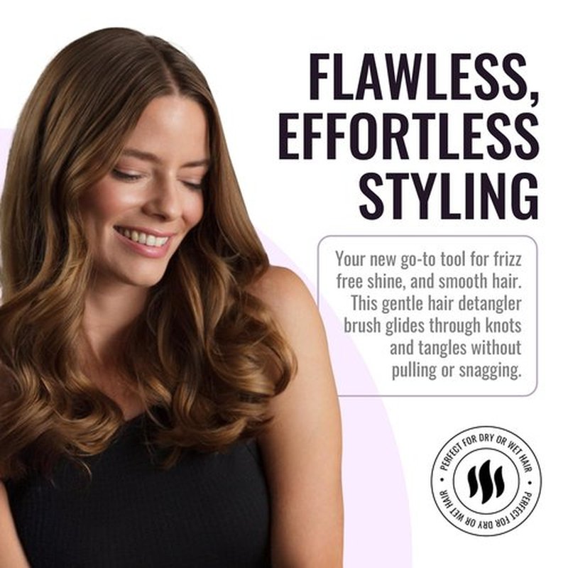 ERGO Ionic Paddle Hair Brush - Large Detangling Tool for Wet & Dry Hair Care, Long-Lasting Shine (ER1000)