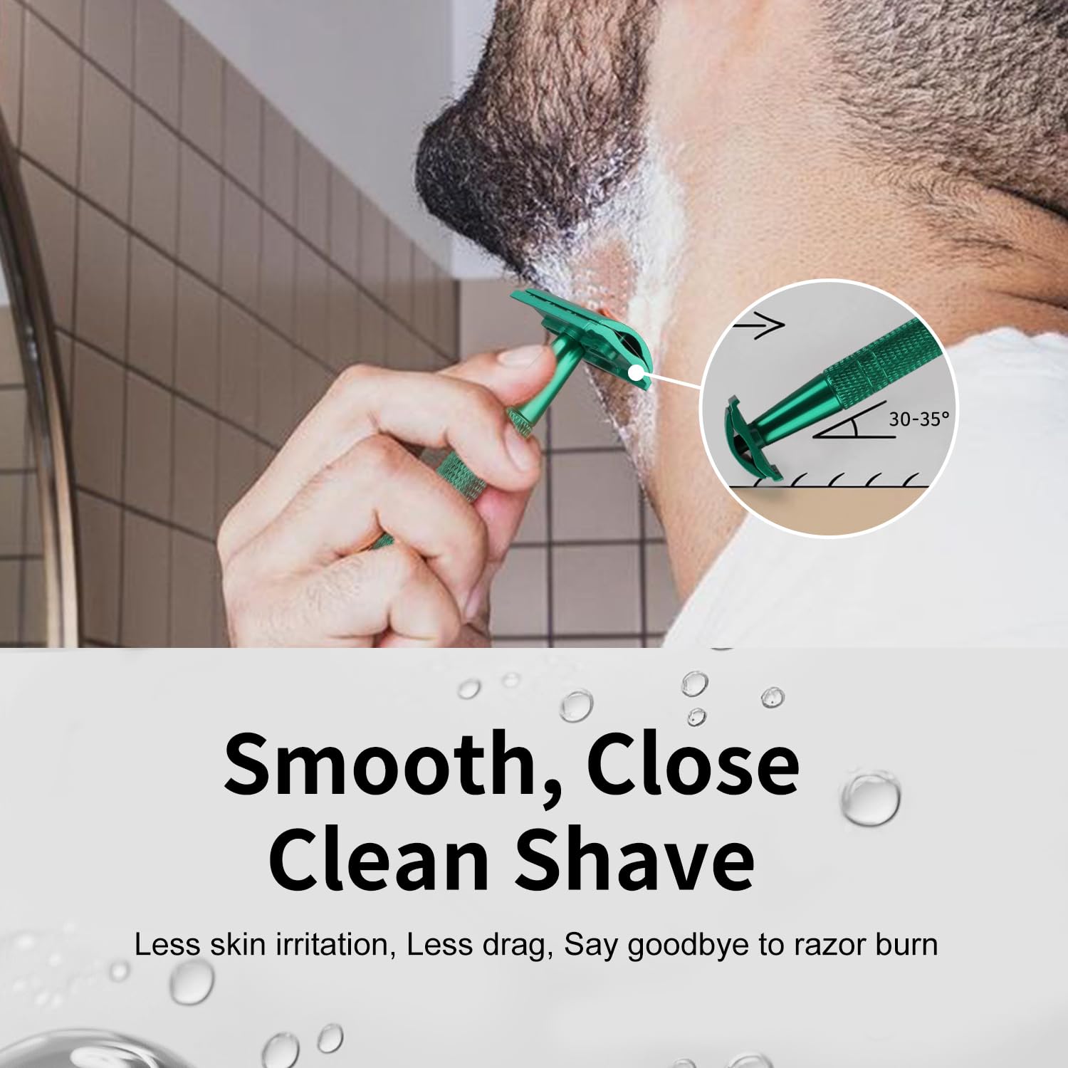 Green Safety Razors for Men and Women, Reusable Metal Single Blade Razor