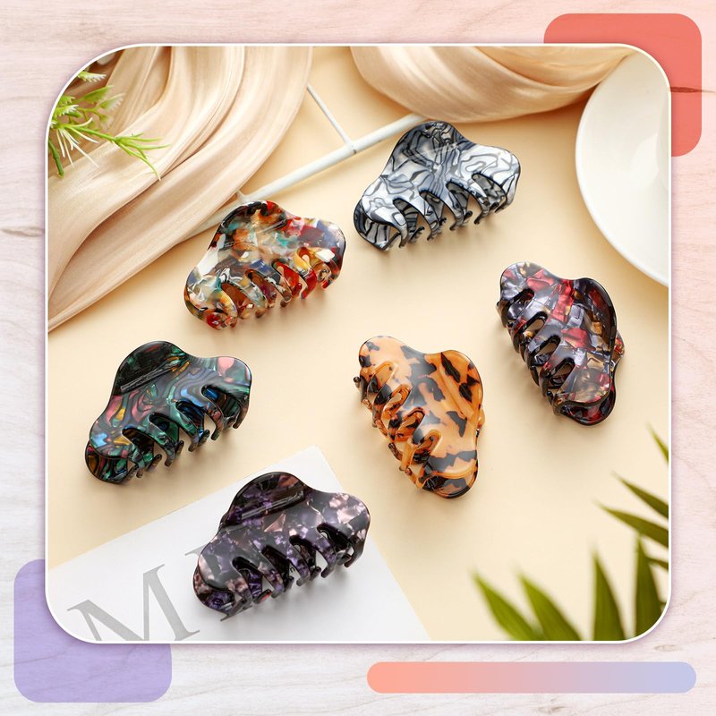 WILLBOND 6 Pieces Medium Hair Claw Clips for Thin Hair 2.6 Inch Tortoise Shell Clip Banana Jaw Hairpin French Style Barrettes Head Accessories for Women (Colorful Patterns)