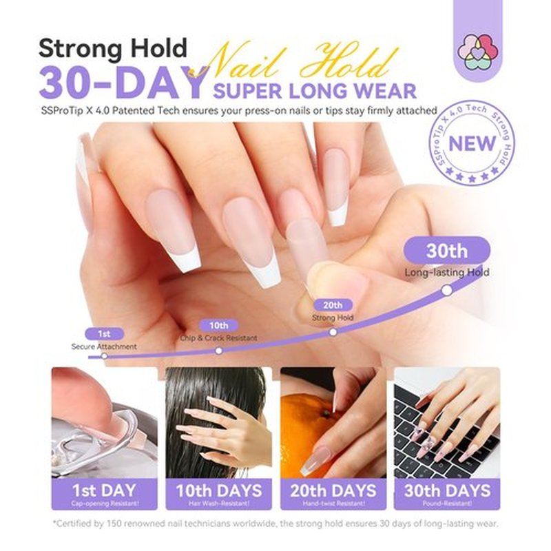 SAVILAND Solid Nail Glue Gel 55g: 30-Days Long Last Gel Nail Glue for Soft X Nail Gel Tips Clear Extra-Strong Hold for Nail Tips UV Cured Home DIY Manicure