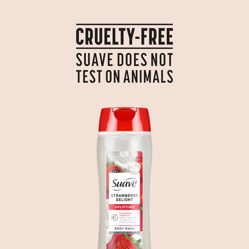 Suave Strawberry Delight Uplifting Body Wash, Formulated with Glycerin and Vitamin E for Hydrating and Gently Cleansing Skin, 18 oz, 6 Pack