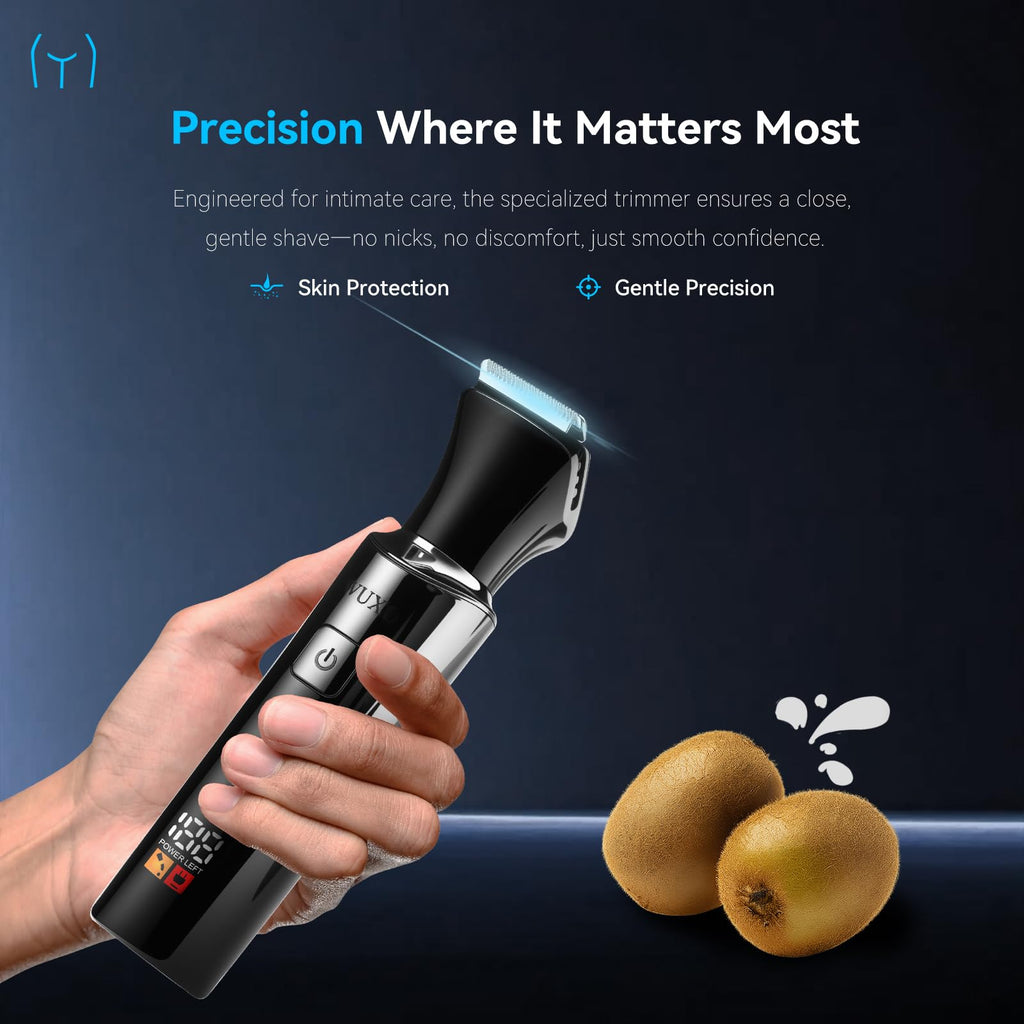 WUXO Electric Groin Hair Trimmer, LED Display Back Shaver for Men