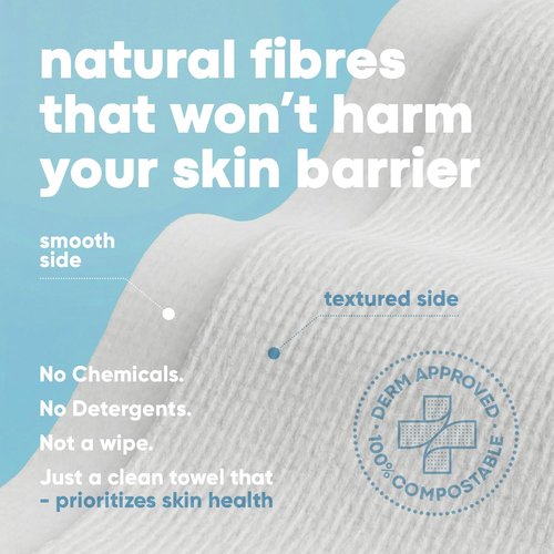 Takeoff Face Towels - Ultra Soft Disposable Makeup Remover Wipes | 10"×12", 150 Count, Compostable