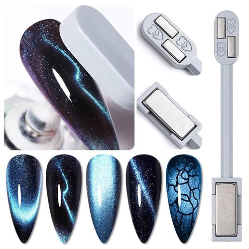 SILPECWEE 11Pcs Cat Eye Magnet for Nails Gel Nail Polish Magnet Wand Cat Eye Magnetic Nail Polish Double-Headed Magnets Sticks Nail Magnets For Nail Art Decoration Salon