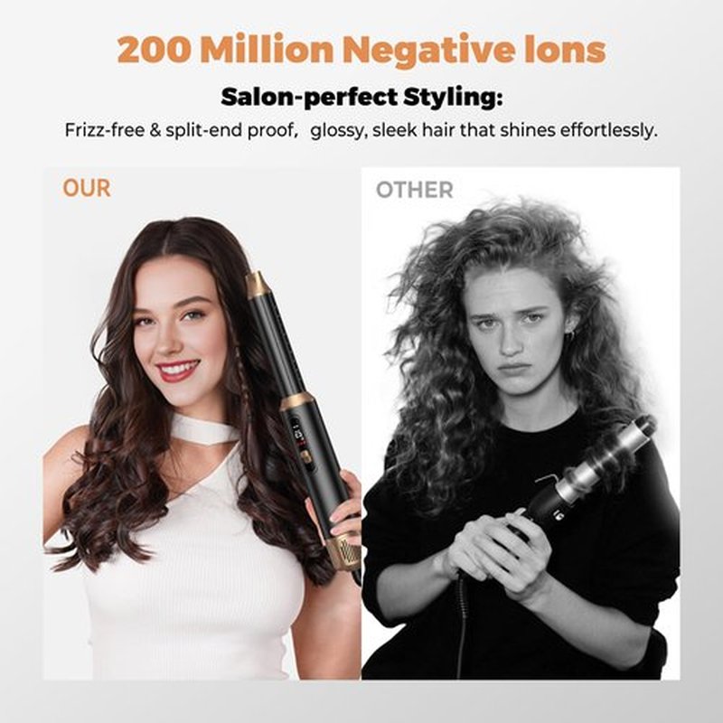 5 in 1 Hair Dryer Brush,Upgrade Air Styler Wrap with LCD Display,Blow Dryer Brush Air Curler Heating Up to 110°C,Negative Ion Blowout Brush Set As A Gift for Straight/Curl/Drying/Smoothing
