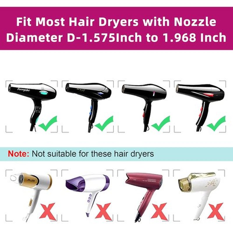 Collapsible Silicone Hair Dryer Diffuser - Travel-Friendly Design for Easy Storage | Fits Most Dryers (1.575-1.968 Inch) - Pink
