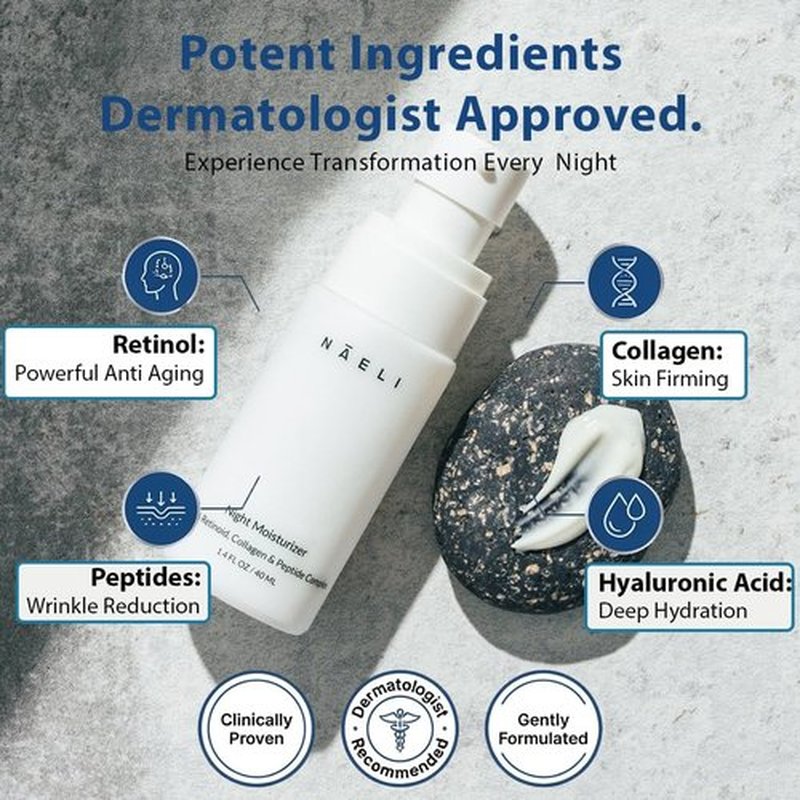 Skiennix Retinoid Cream - 4.25% Retinol Night Moisturizer with Collagen & Peptides | Anti-Aging, 1.4 oz