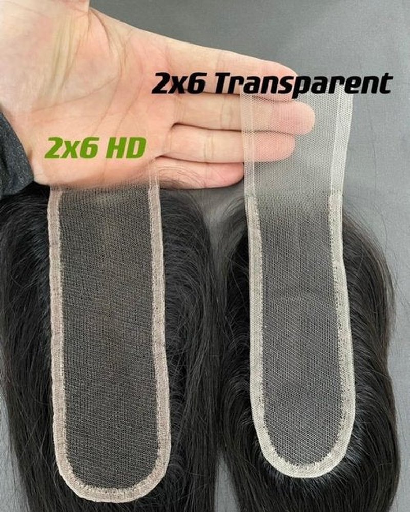 Aorbige 2x6 HD Swiss Lace Melt Skin Lace Closure Long Deep Parting Raw Hair Materials Straight Style Much Fuller with Natural Hair Line Human Hair Natural Black Color (20inch, HD 2x6 lace closure)