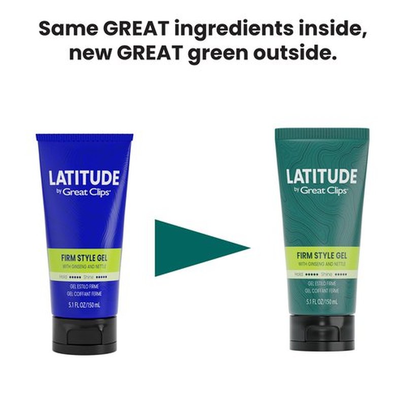 GREAT CLIPS LATITUDE Firm Style Gel | Hair Gel for Men | High Hold + High Shine | 5.1oz | Packaging May Vary