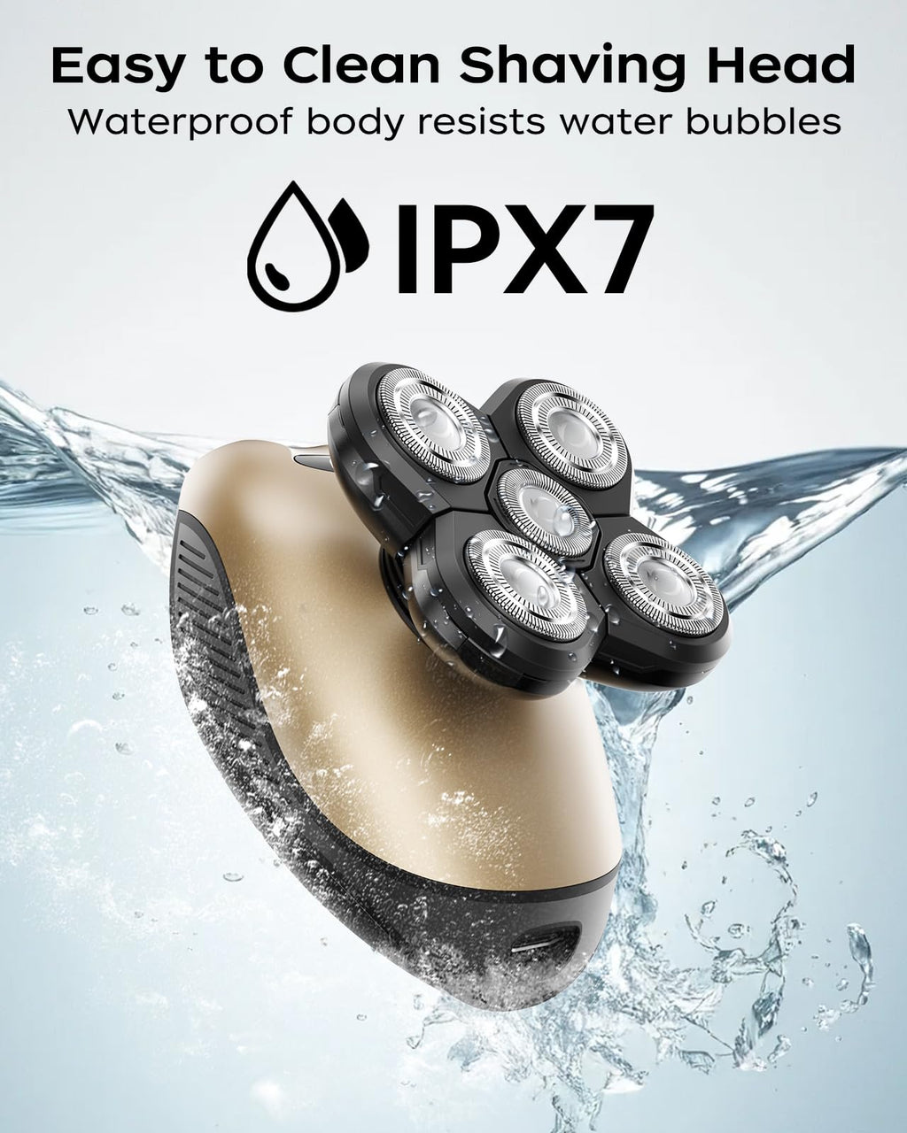 Head Shavers for Bald Men, 5 in 1 Electric Razor IPX7 Waterproof for Bald Men, 5D Rotary Shaver