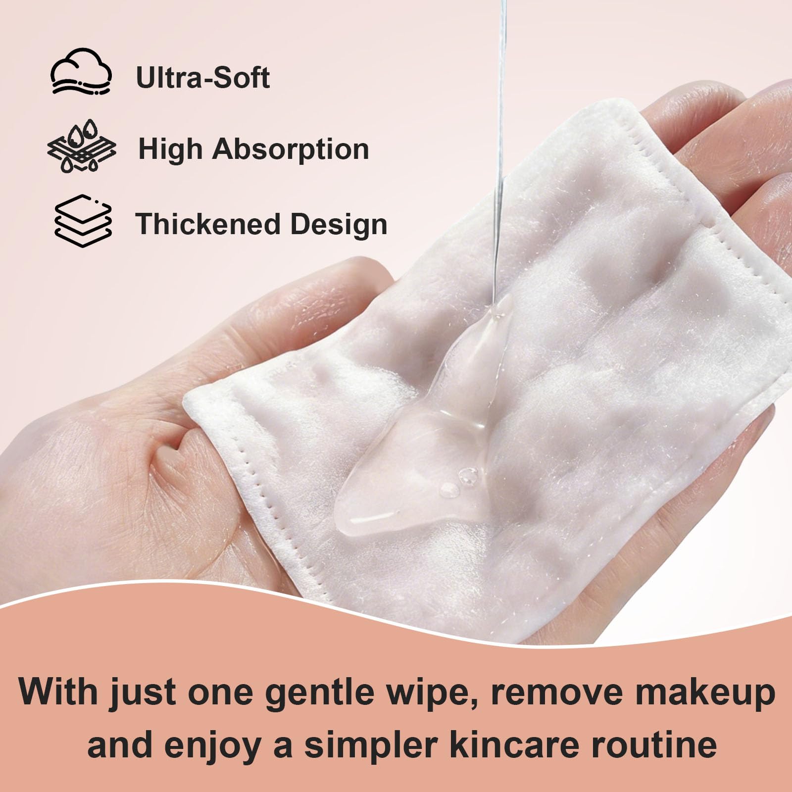 Large Cotton Pads for Face 300 Count, Makeup Remover Pads for Sensitive Skin Soft & Lint-Free Ultra-Absorbent Hypoallergenic Cotton Rounds for Face, Unique Three-Layer Upgraded Edge Stitching