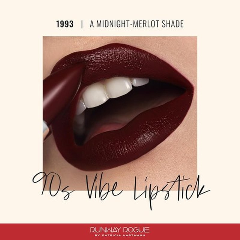 Runway Rogue 90s Vibe Lipstick - Moisturizing Matte Midnight Merlot Dark Burgundy Shade