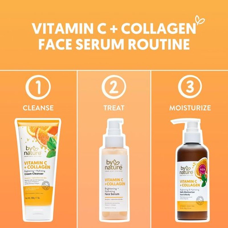 By Nature Vitamin C + Collagen Face Serum - Restore and Energize Tired Skin with Vitamin C, Plumping Collagen, Plus Texture Enhancing Turmeric - Premium Skin Care Serum for Face - 3fl. oz.