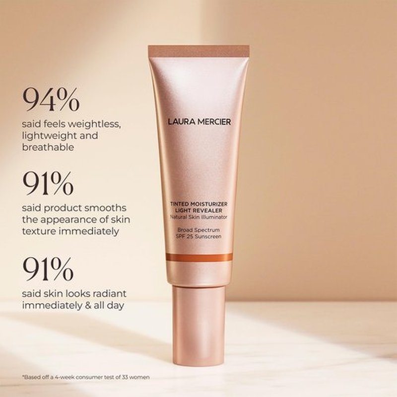 Laura Mercier Tinted Moisturizer Light Revealer Natural Skin Illuminator with SPF 25: All Day Hydration, Ultra-Sheer Coverage, Luminous & Radiant Finish, Skin Tint, Nude