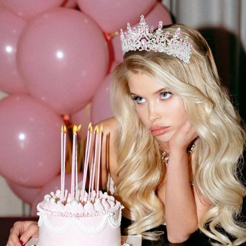 CURASA Birthday Sash and Crown for Women Pink Birthday Crown Tiara Adult Women Princess Crown Pink Decoration Party Favors Gifts