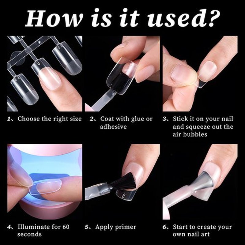 AddFavor 600pcs Extra Short Square Nail Tips, Half Cover Clear Soft Gel Nail Tips Square, 12 Sizes Press on False Nails Tips for Acrylic Nail Extension, Salon and Home DIY