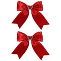 Red Hair Bow Clips Satin Bowknot Hair Clips Sweet Heart Rhinestones Ribbon Hairpins for Girls Chirstmas Valentine's Day Party Hair Accessories