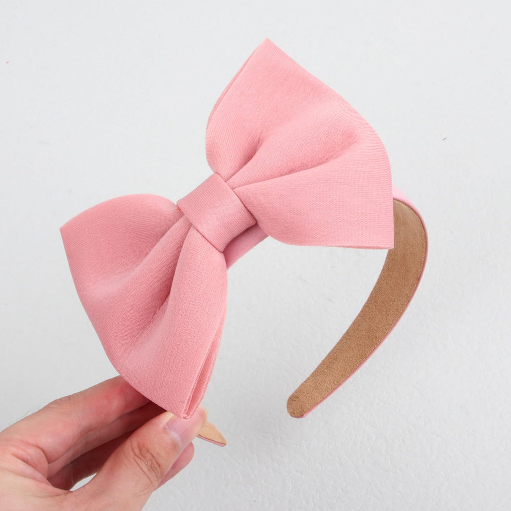 WJYX BOWS 10pcs Satin Fabric 5 inch Bow Headband Wide Hairband Simple and Plain Hair Hoop Hair Accessories for Women Girls