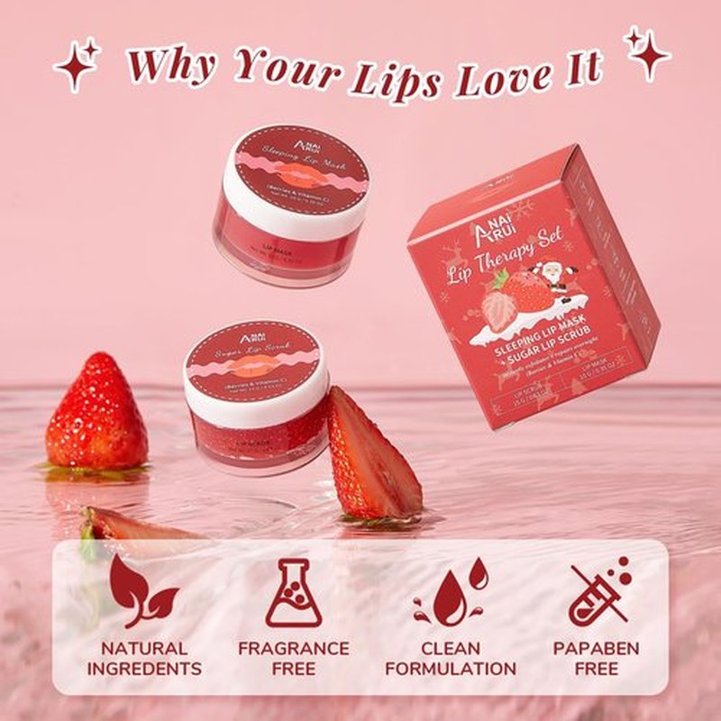 ANAI RUI Lip Scrub and Mask Set, Lip Exfoliator Scrub and Moisturizer Gift, Lip Scrubber Exfoliator & Sugar Lip Scrub with Vitamin C, Mini Gifts For Women, Lip Care Products
