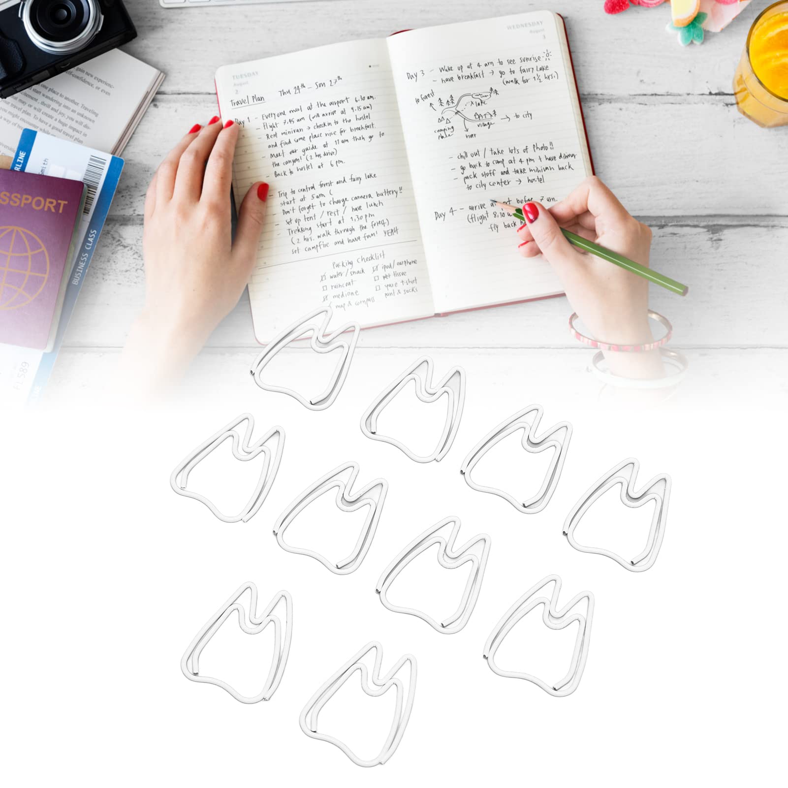 Tooth Shaped Paper Clips,100Pcs Mini Cute Hollow Paperclips Electroplated Metal Office Clips for Document Sorting Organizing