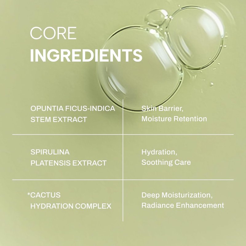 Whamisa Organic Cactus Bouncy Serum - 48H Inner Skin Moisture & 72H Hydration | Korean Facial Ampoule (52ml)