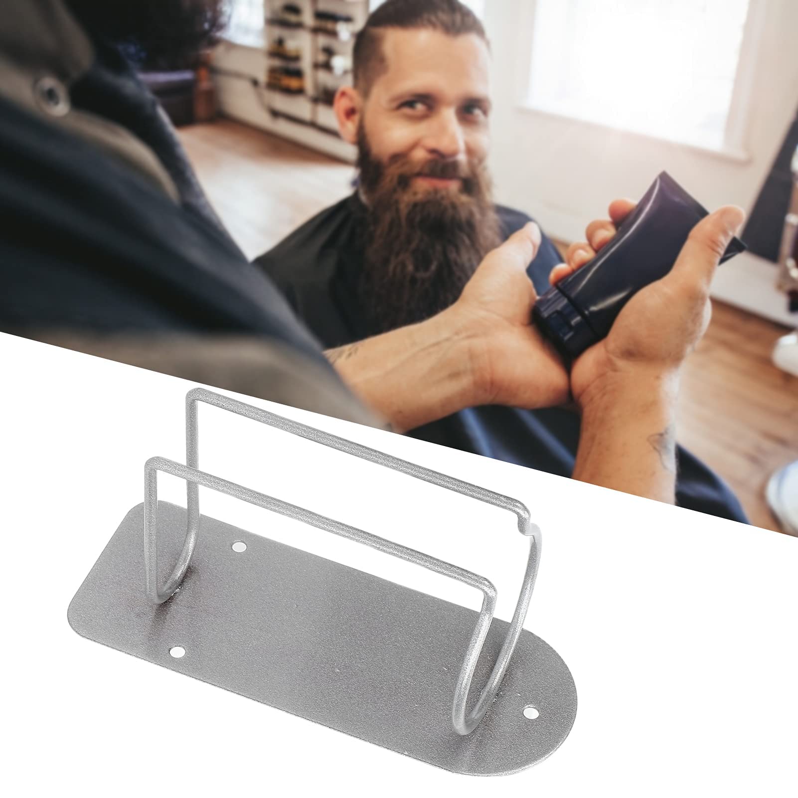 Agatige Electric Shaver Holder, Stainless Steel Wall Mounted Hair Clipper Organizer Stand Electric Hair Trimmer Cutter Rack Barbershop Accessories for Home Salon (Silver, 1PCS)