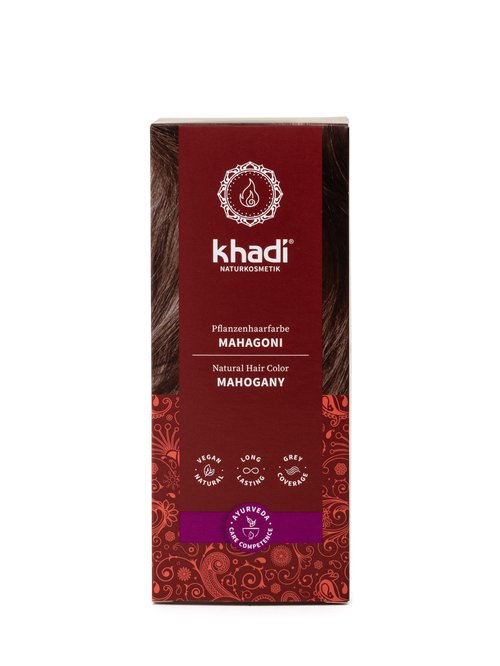 khadi MAHOGANY Natural Hair Color - Hair Color for a velvety, earthy red to intense dark red-brown - 100% herbal & natural - 3.5 oz