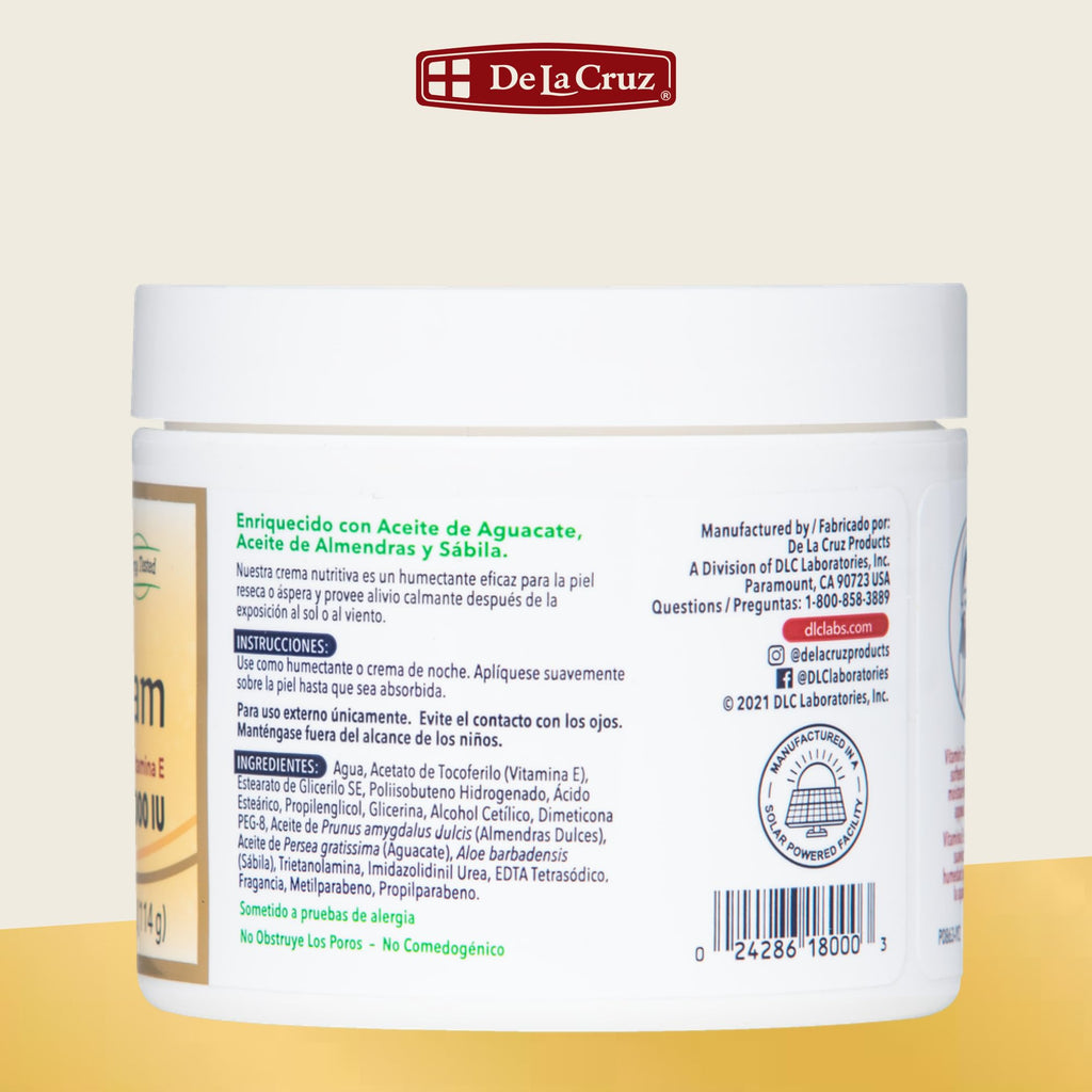 De La Cruz Vitamin E Cream Moisturizer for Face and Neck - Moisturizing Skin Care for All Skin Types - Made in USA, 4 oz (3 Pack)