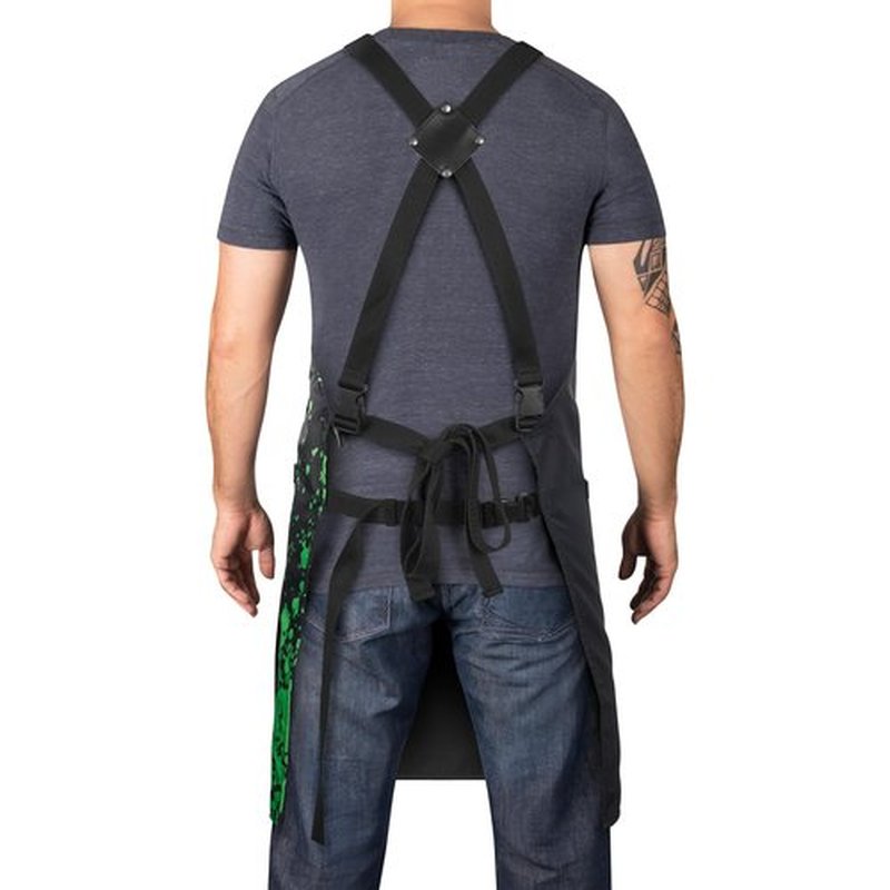 Stylecraft Hair Cutting Apron, Heavy Weight, Waterproof, Professional Barber-Salon Cross Back Strap and Pockets (Radioactive Black)