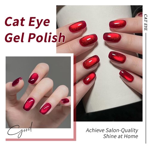 JR 12pcs 12ml Deep Red Gel Polish Set Includes Cat Eye Nail Polish Gel Glitter Pearl Gel Nail Polish Kit Salon-Quality Long-Lasting, Chip-Resistant Gel Polish Set for Nail Salon DIY&Professionals