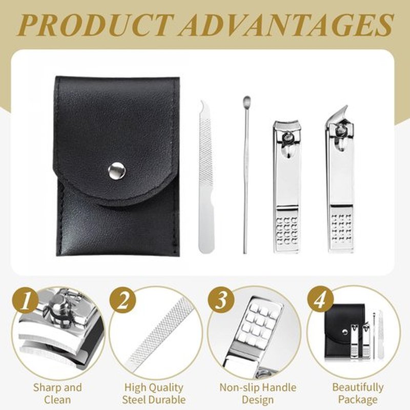 50 Sets Nail Clipper Set Bulk, 4-in-1 Stainless Steel Travel Nail Care Kit, Individually Wrapped Manicure Nail Kits with Case for Adults, Home, Hotel, Personal Care & Events（Black）