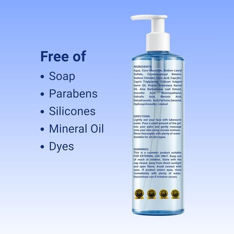 Purifying Face Cleansing Gel by [Brand Name] - Vitamin C & Aloe Vera Daily Foaming Cleanser | 13.52 oz (400 ml)