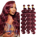 #99J Burgundy Bundles Human Hair Body Wave Bundles 26 28 30 Inch Wine Red Unprocessed Brazilian Virgin Hair 3 Bundles Deals Quick Weave Hair Extensions 50 Gram Per Bundle