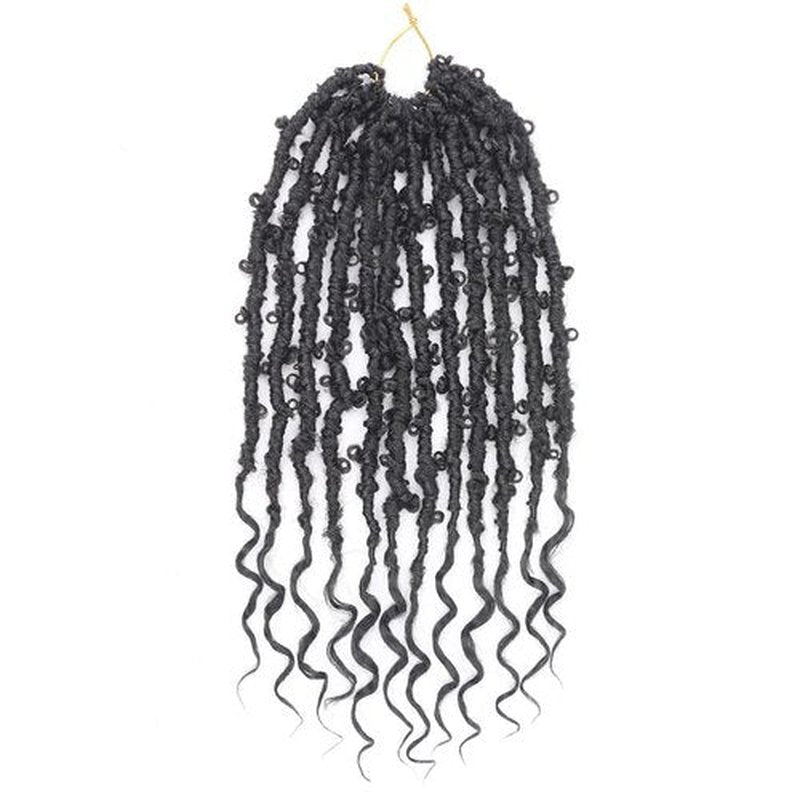 Short Butterfly Locs Goddess Locs Crochet Hair With Curly Ends Distressed Faux Locs Synthetic Soft Locs Crochet Hair For Black Women Hair Extensions (14 Inch, 6packs,1B)