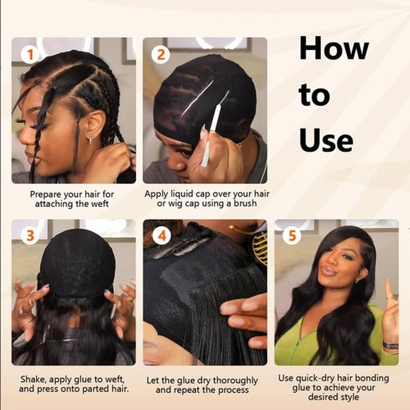Hair Glue for Quick Weave 8oz - Professional Hair Bonding Glue for Wigs & Hair Extensions | Strong Hold, Waterproof & Non-Damaging Formula | Easy Application with Precision Nozzle 236ml Black
