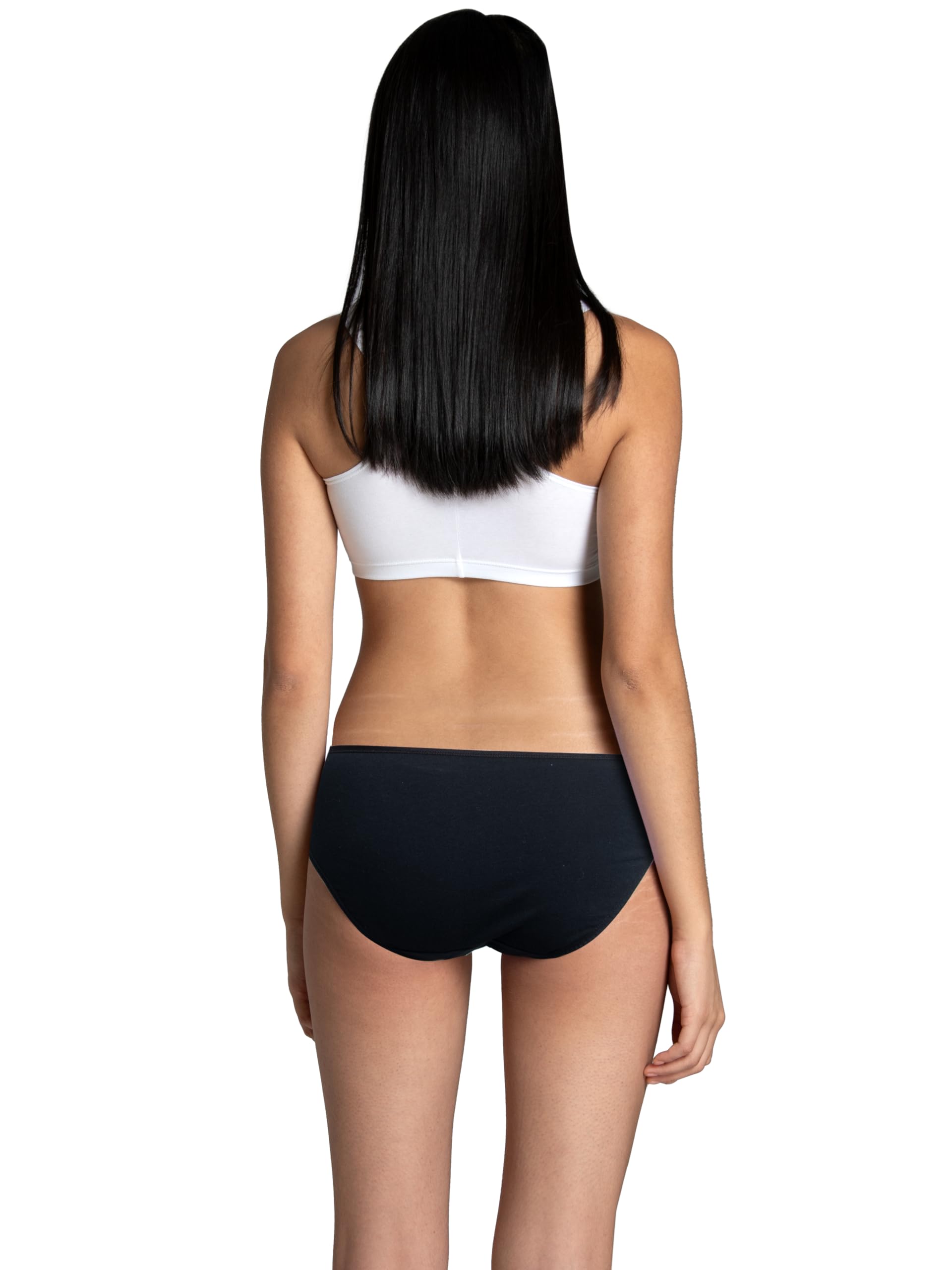 Fruit of the Loom Women's Eversoft Cotton Bikini Underwear, Tag Free & Breathable, Stretch, Black, 8 (Pack of 12)