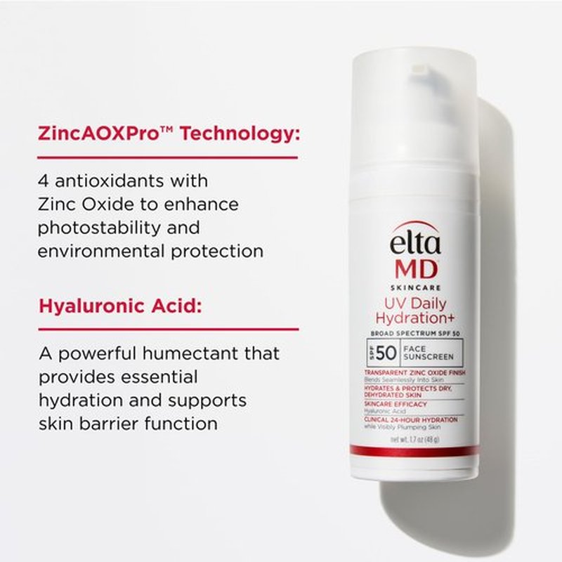 EltaMD UV Daily Hydration+ SPF 50, Dermatologist Trusted Lightweight Hybrid Sunscreen Providing Advanced Sun Protection and Corrective Skin Hydration.