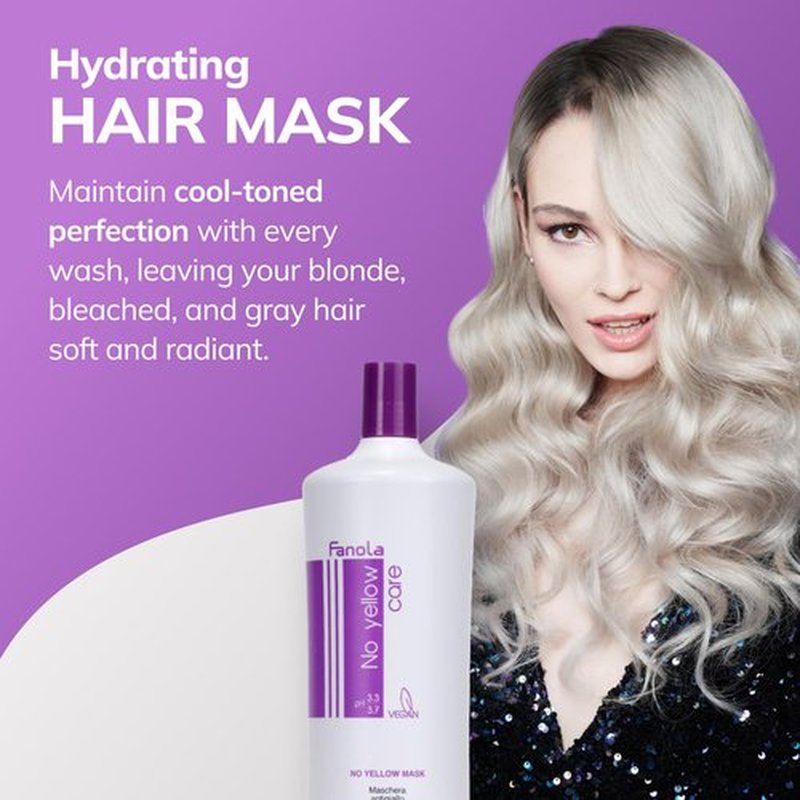 Fanola No Yellow Purple Hair Mask - Deep Conditioning for Blonde & Grey Hair - Intense Violet Pigment (33.8 Fl Oz)