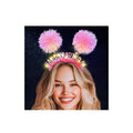 Aceorna Light Up Pink Headbands LED Happy Birthday Crown Hairbands Glowing Pom Pom Hair Accessories for Women