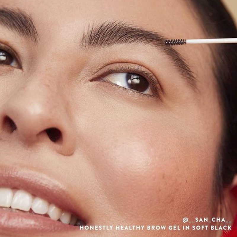 Honest Beauty Brow Gel - Fuller Looking Brows with Castor Oil & Red Clover | EWG Verified, Vegan | Soft Black, 0.05 fl oz