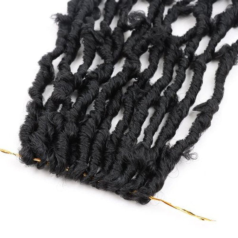 6 Packs 12 Inch Butterfly Faux Locs Crochet Hair for Black Women Distressed Faux Locs Pre looped Pre-twisted Braids (12 inch 6 pack, 1b)